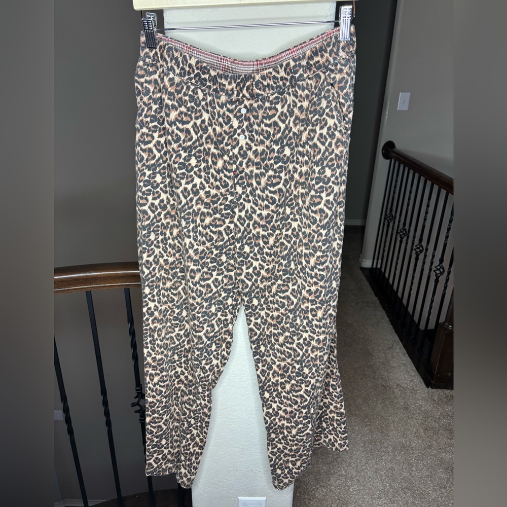 AERIE Leopard Print Wide Leg Pants in Tan and Black